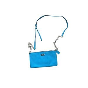 Coach Quinn Pebble Leather Crossbody Bag - Turquoise w/ Gold Hardware